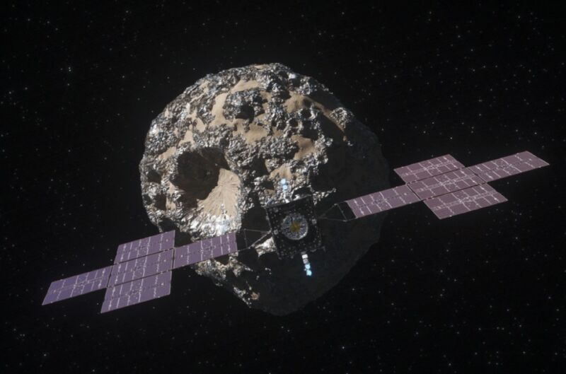 Artist illustration of NASA's Psyche spacecraft, now ready for launch in October 2023. The Psyche mission will explore a metal-rich asteroid of the same name located in the main asteroid belt between Mars and Jupiter. 